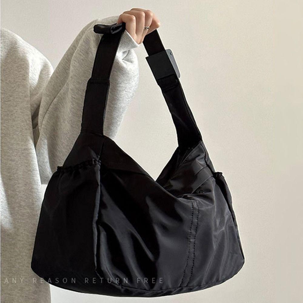 Large-capacity Nylon Tote Bag Solid Color Sports Messenger Bag Casual Shoulder Bag Gym