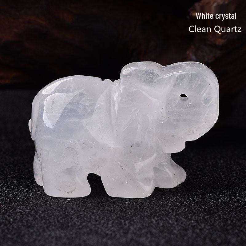 Naturalny Kryształowy Słoń Ornament Feng Shui