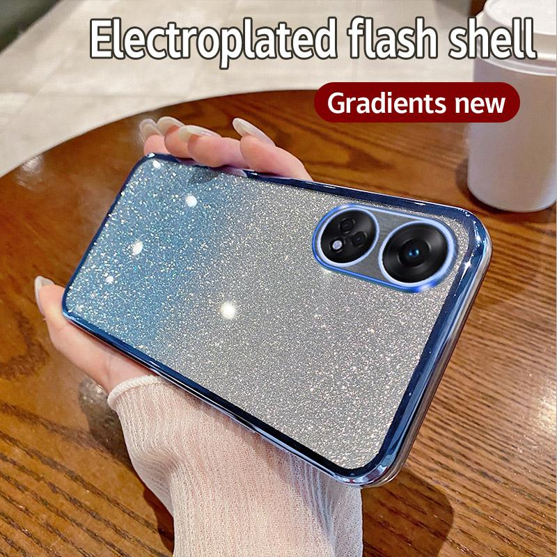 For OPPO Reno 8T 4G Case OPPO RENO 8T 5G Phone Case Shiny Glitter Plating Silicone Camera Lens Soft Back Cover