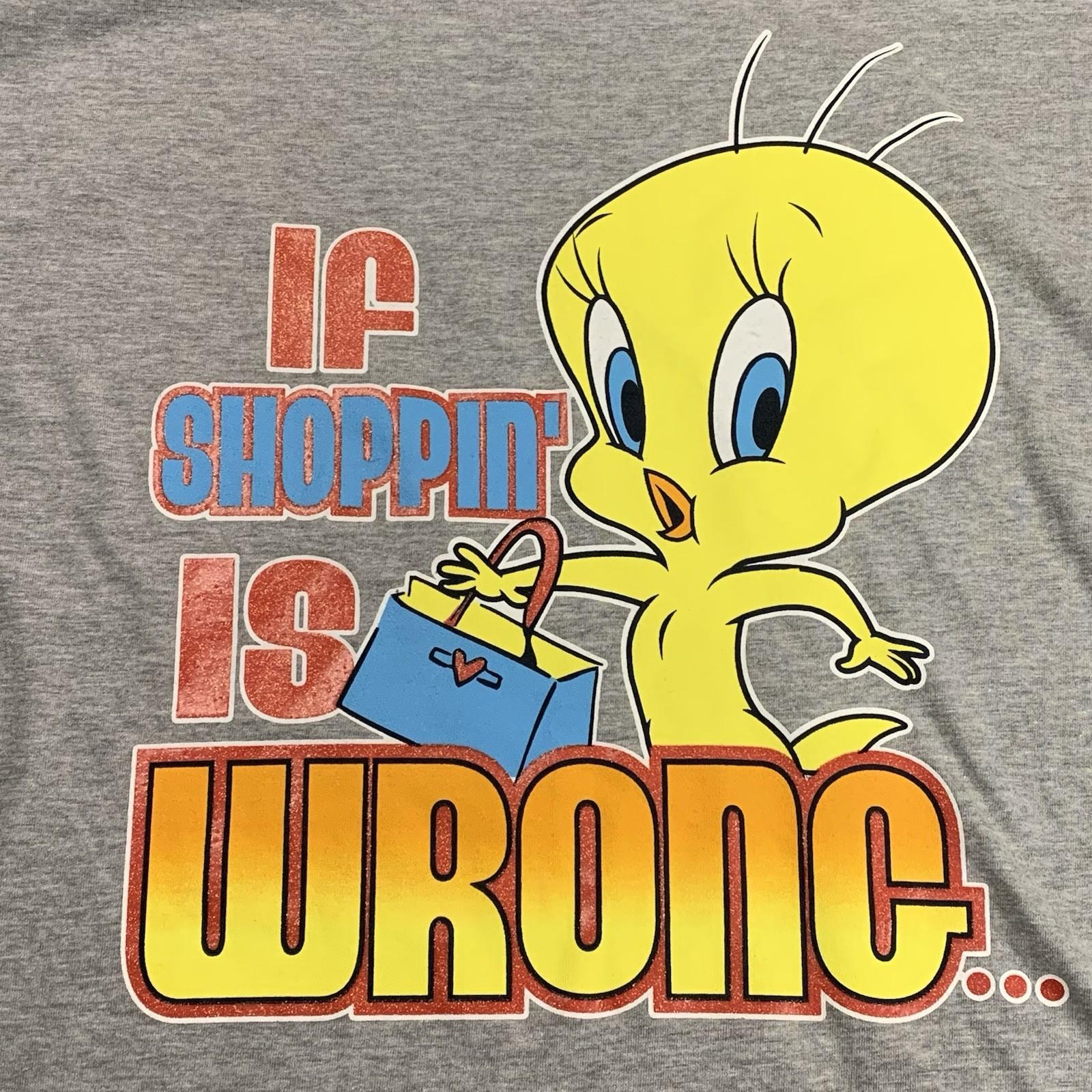 VTG Y2K Womens 4XL Looney Tunes Tweety Bird Gray Short Sleeve Graphic T Shirt XXXXL