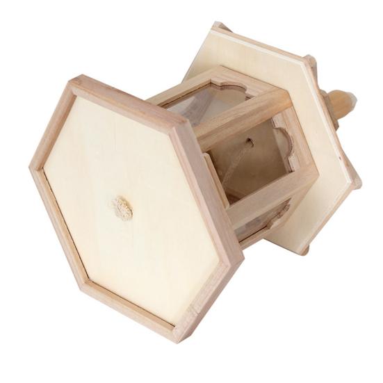 Bird Feeder High Capacity Hexagon Shaped Roof Wood Creative Bird Nest for Garden