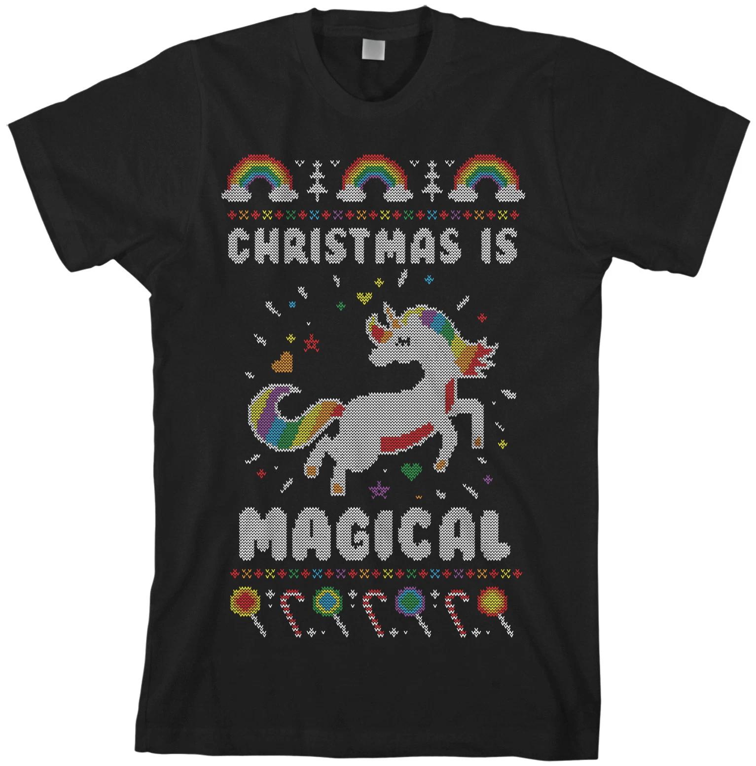 Christmas Is Magical Unicorn Ugly Christmas Men s T shirt S