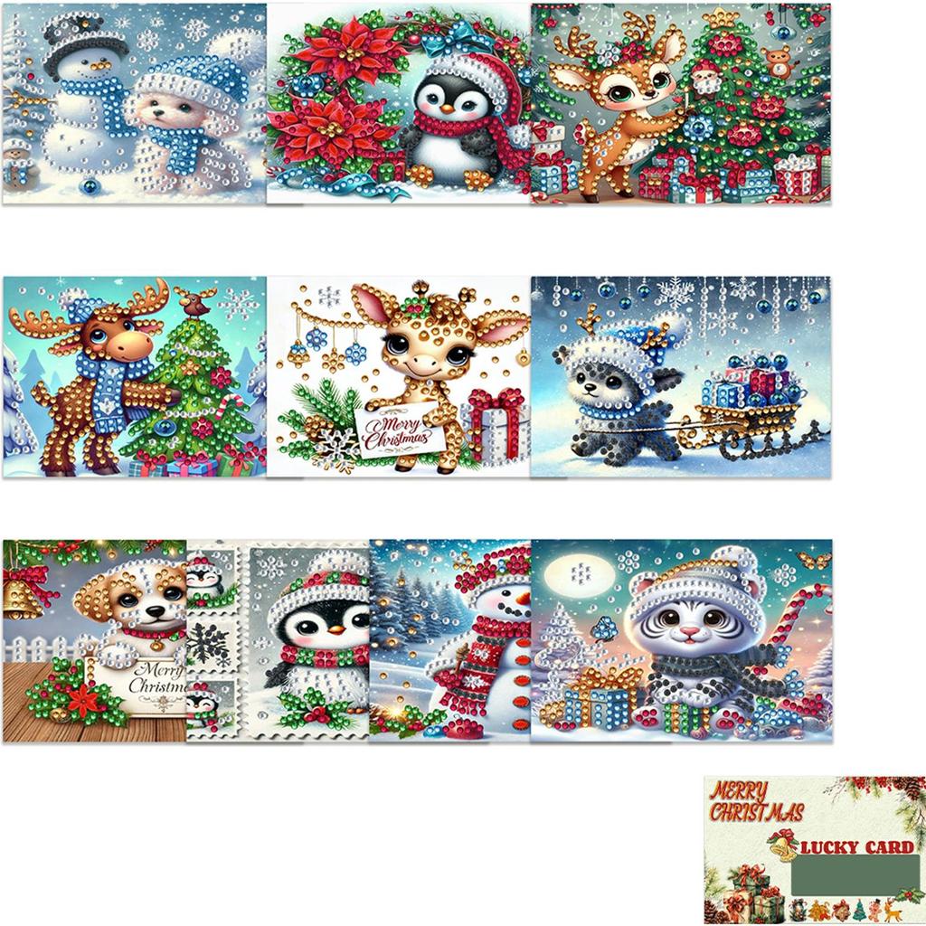 10pcs DIY Diamond Painting Party Event Gift Card Multi-Purpose Rhinestone Scratch Cards Partial Drill Shiny Scratch Gift Card