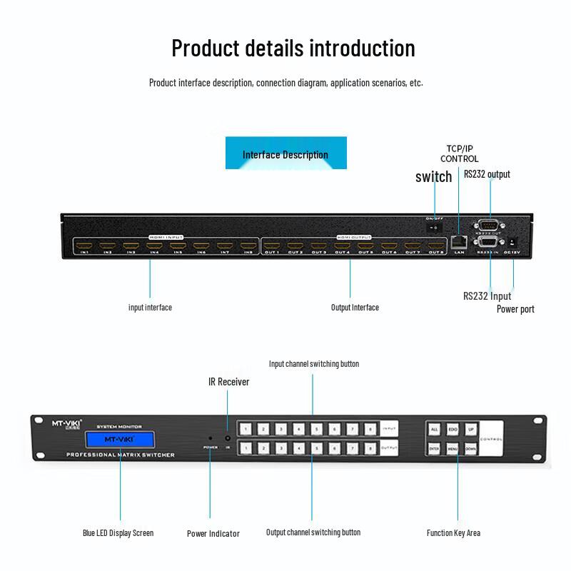 MT-viki 4K HDMI 8x8 Matrix Switcher