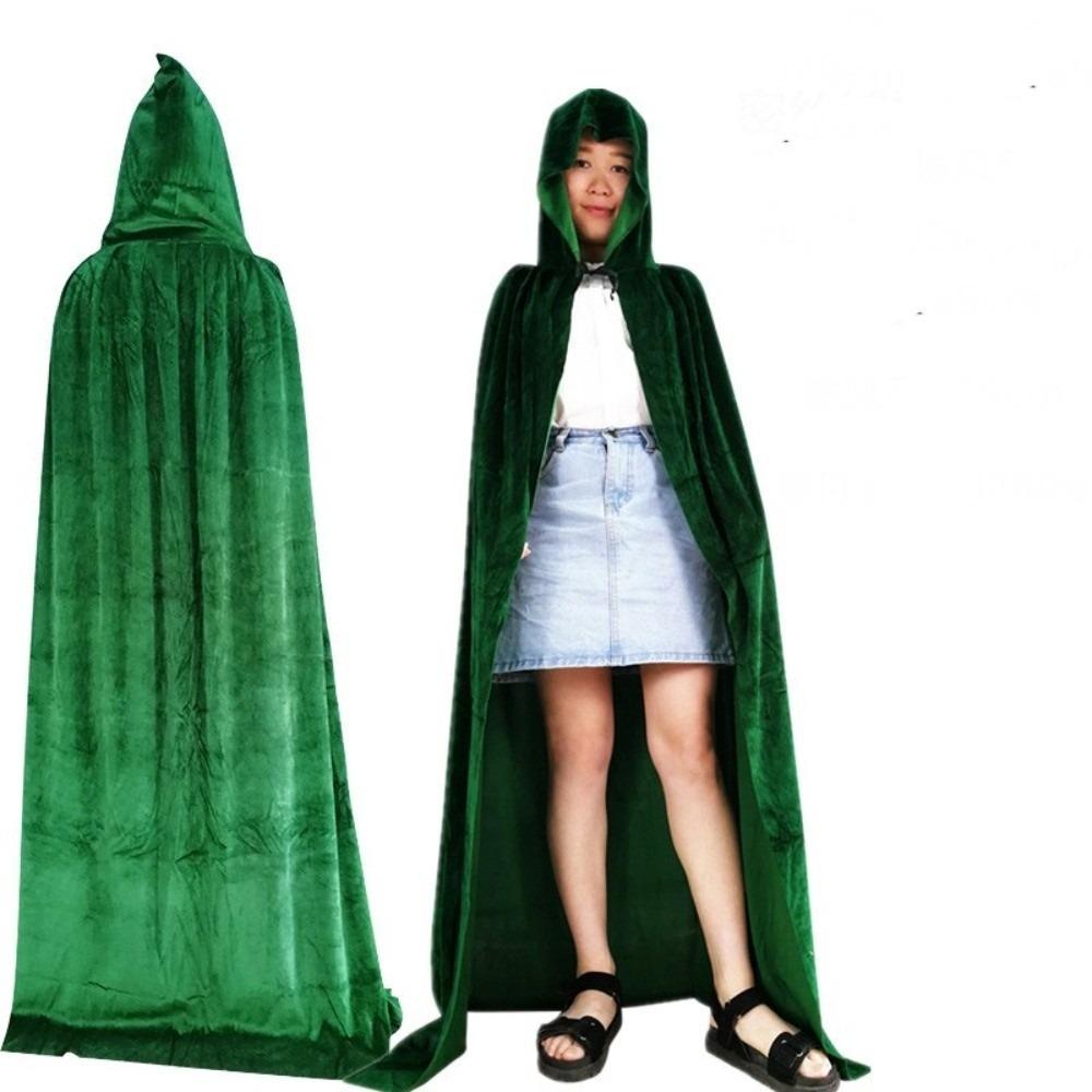 Velvet Medieval Long Cape Conceal Gown Halloween Witchcraft Robe  Medieval Reenactment
