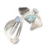 Natural Labradorite Gemstone Handmade 925 Sterling Silver Cuff Bangle, Milky Opal Cuff Bangle For Wife, Unisex Cuff Bangle Gift For Him
