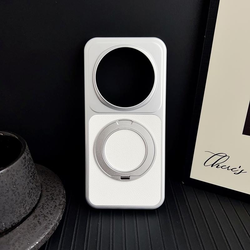 

For Honor Magic 8 Magic 8 Pro Air Case Litchi Grain Leather Strong Suction Metal Kickstand 360° Rotatable Spray Coating Cover Honor Magic8 Pro Air