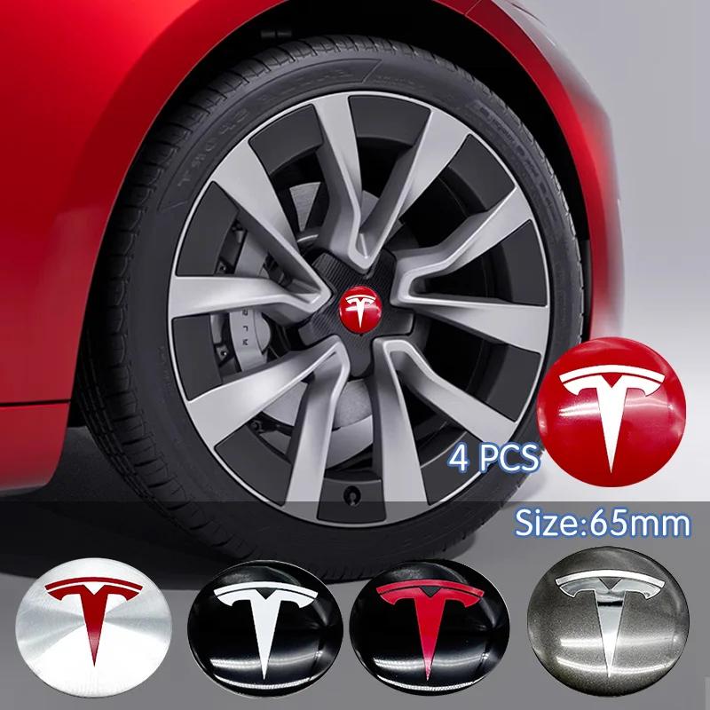 Car Sticker Tesla 4pcs 65mm Car Wheel Center Cap Badge Sticker for Tesla Model 3 Y S X Roadster P75D P85D P90D P100D Personaliza