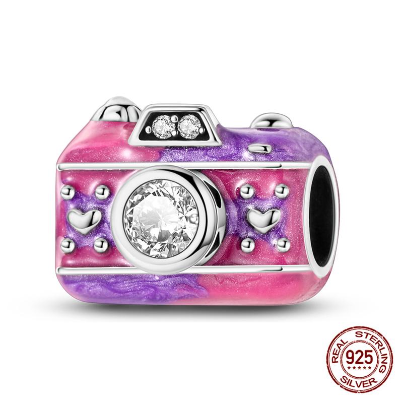 Original 100% Copper Pocket Watch Beads Camera Adventure Backpack Charms Fit Bracelet Diy Jewelry Making Women Gift