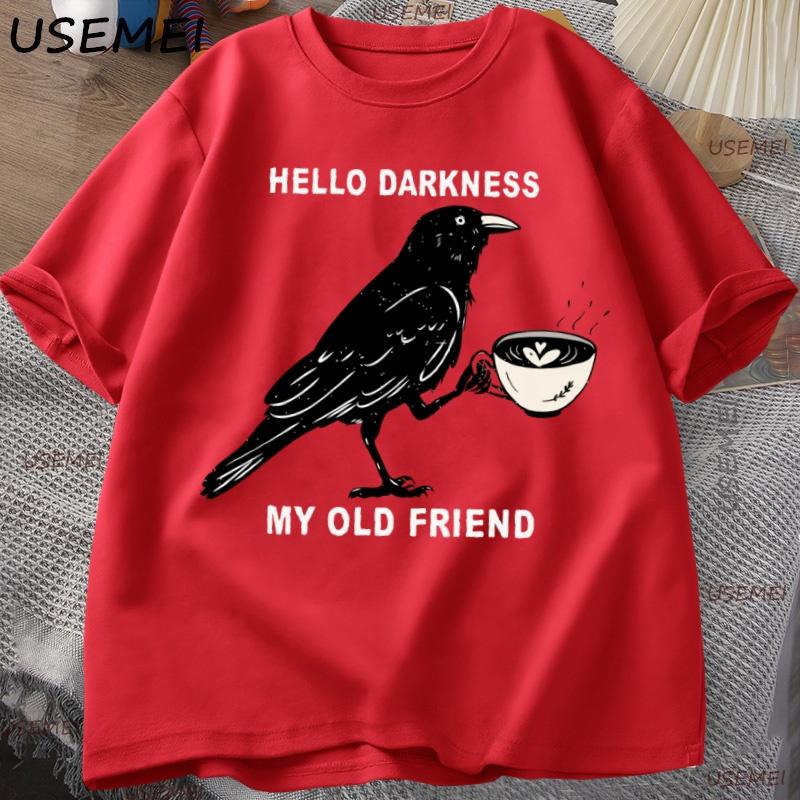 Raven Crow Coffee TShirt Halloween Fall Tshirts Women Unisex Oversized T Shirt Coffee Lover Casual Unisex Tshirt Unisexs Clothing S