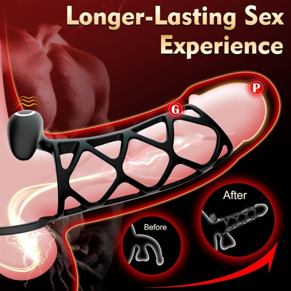 Vibrating Penis Ring Silicone Cock Cage Testicle Ring Ejaculation Delay Erection Cock Rings Sex Toys for Adults Sex Products