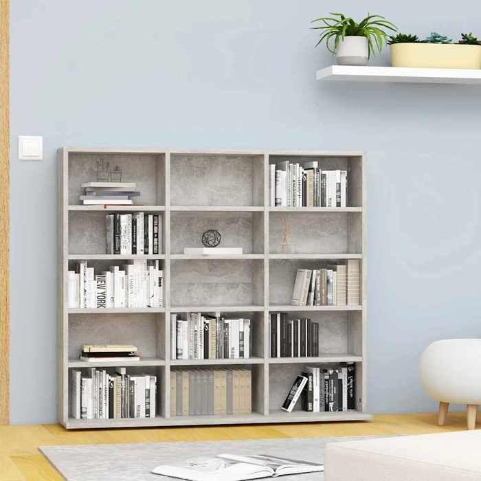 VidaXL CD Cabinet, CD Shelf with Compartment, Office Cabinet, Interior Bedroom Storage Furniture, Concrete Grey 801791