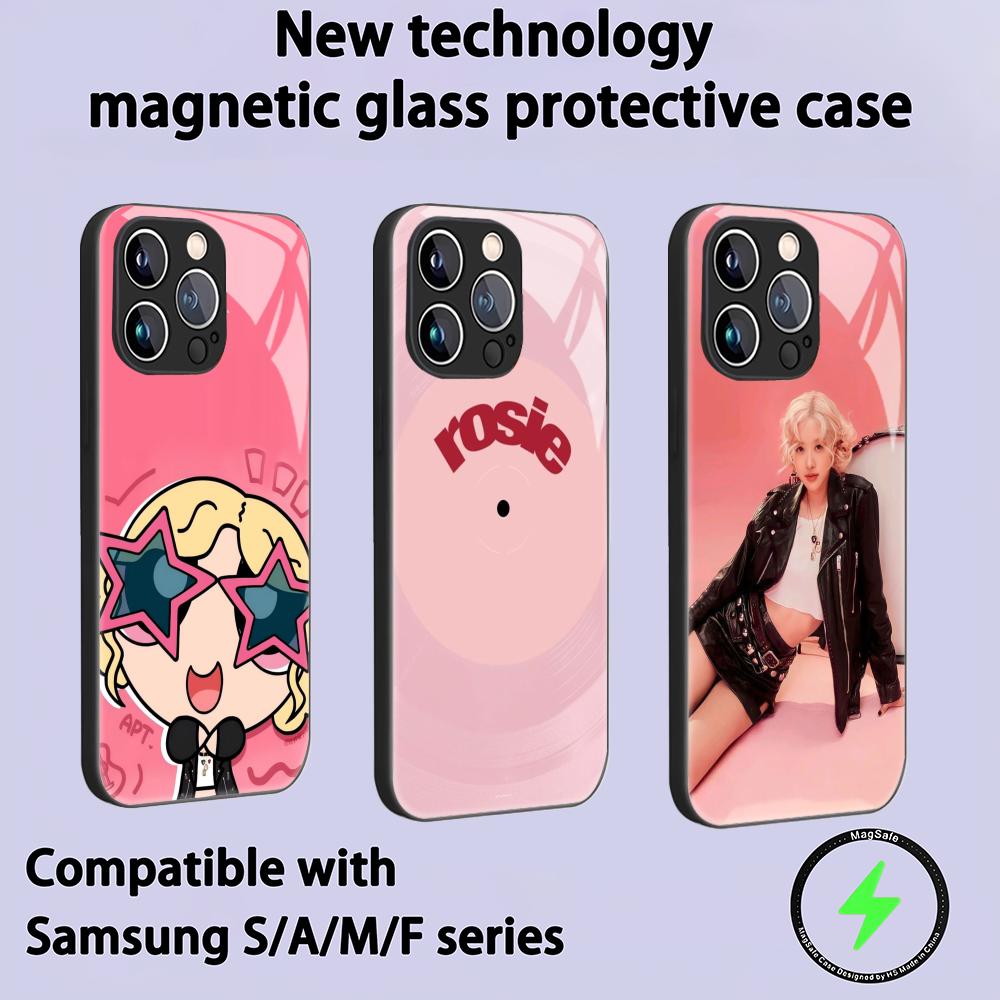 INS R-ROSIES Phone Case For iPhone 17 air 16 e 15 14 13 12 11 Plus Mini Pro Max Glass Magnetic Case
