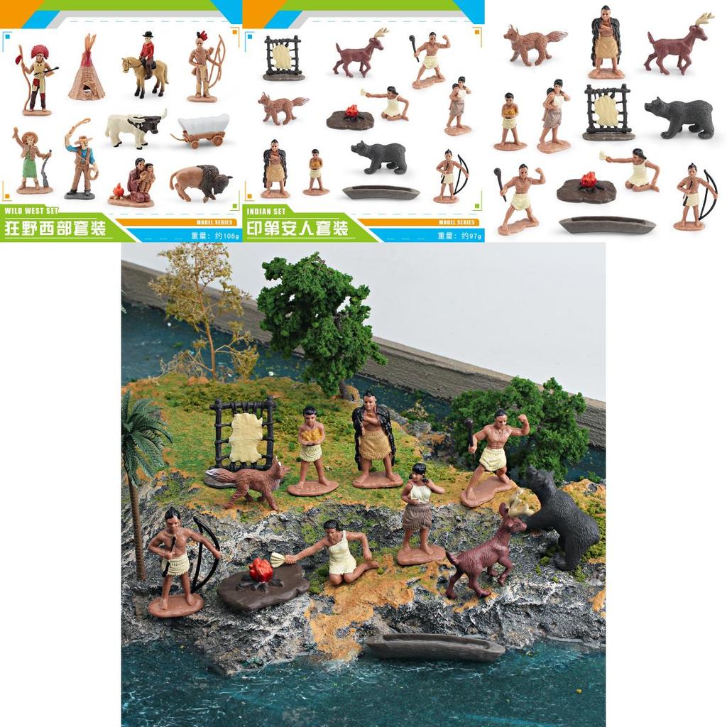 Native American Pvc Figurine Pack With Animal Figures For Themed Room Decoration