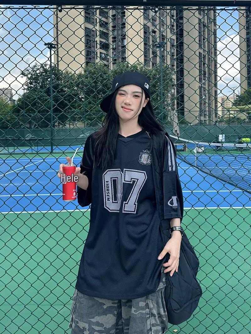 

Мужская ретро майка из сетки с граффити, с рукавом 5/5, хип-хоп футболка Extra Large чёрный