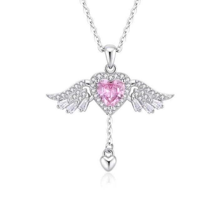 Sterling Silver Angel Wings Pendant Necklace - Elegant Clavicle Chain, Ideal Birthday Gift for Her S925 Silver