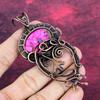 Natural Kingman Pink Dahlia Turquoise Pendant Gemstone Copper Wire Wrapped Jewelry