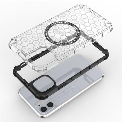 For iPhone 11 Case Compatible with MagSafe Honeycomb Design TPU+PC Phone Cover