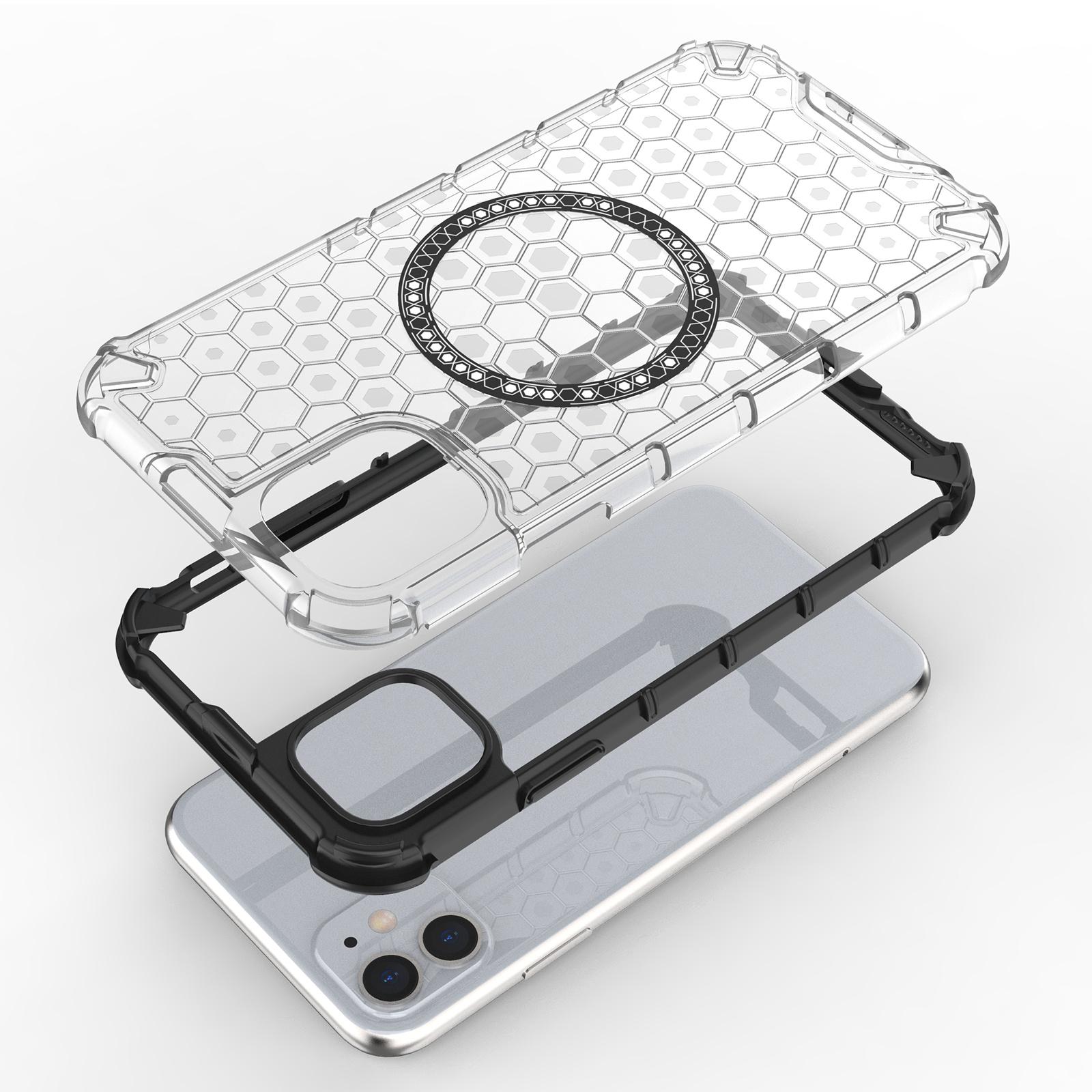 

For iPhone 11 Case Compatible with MagSafe Honeycomb Design TPU+PC Phone Cover Transparent