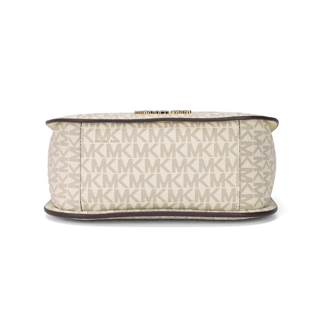 Michael Kors MK Emilia Classic Monogram Coated Canvas Shoulder Crossbody Bag Small Women Bags Beige 35S2GU5C1B-CREME-MULTI-LEGER