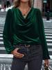 2026 Velvet High Neck Women's Long Sleeve Top - European, American, Korean Style for Spring/Autumn