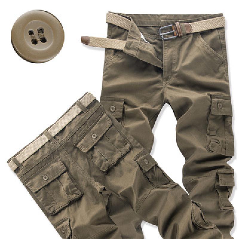 Men's Loose Fit Cotton Tactical Pants with Multi-Pockets