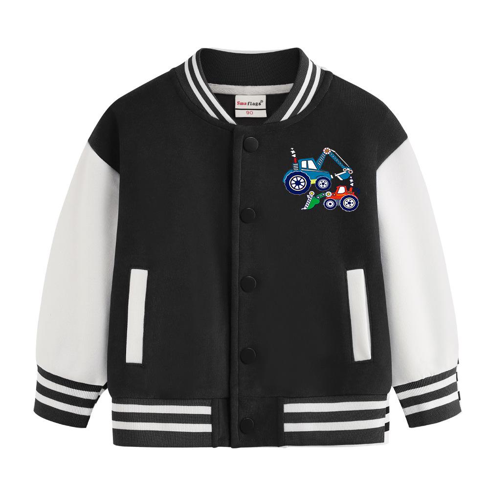 Boys' Versatile Spring/Autumn Jacket - Trendy Velvet Baseball Cardigan