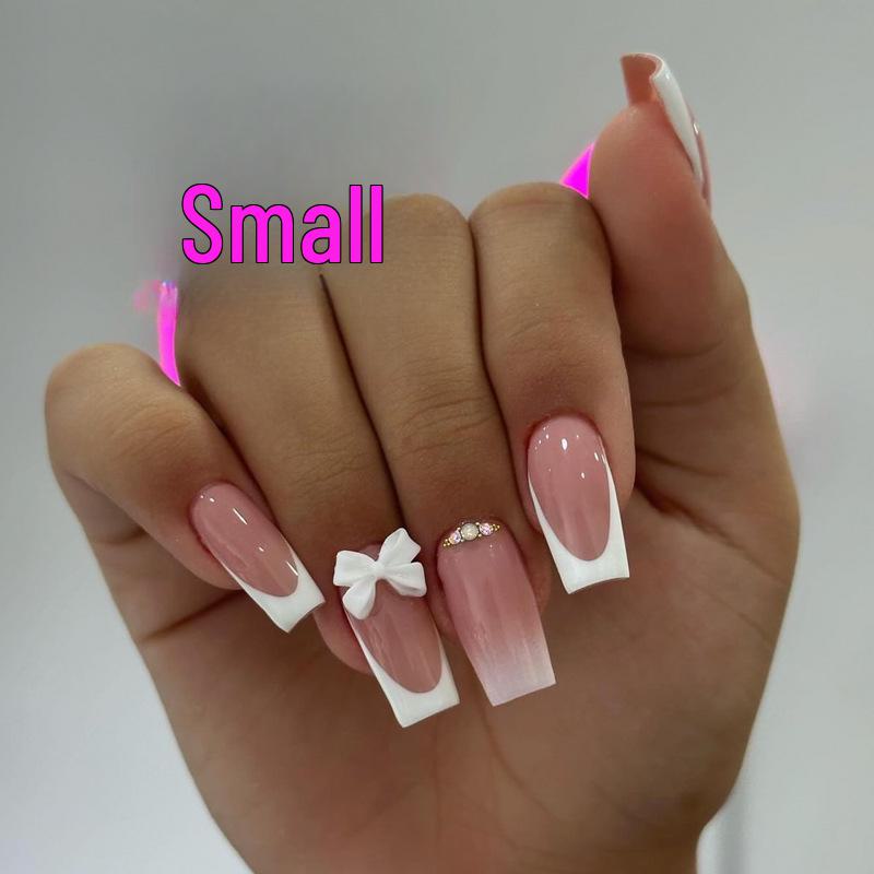 

Накладные ногти Long Wear Flash Color Diamond Bow — европейский и американский стиль