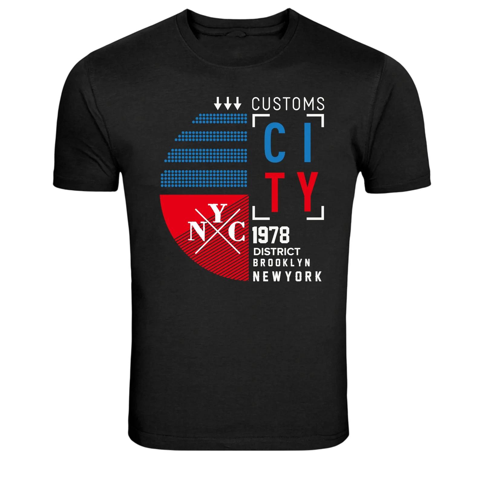 NYC Customs City Brooklyn New York Urban Graphic T-Shirt L