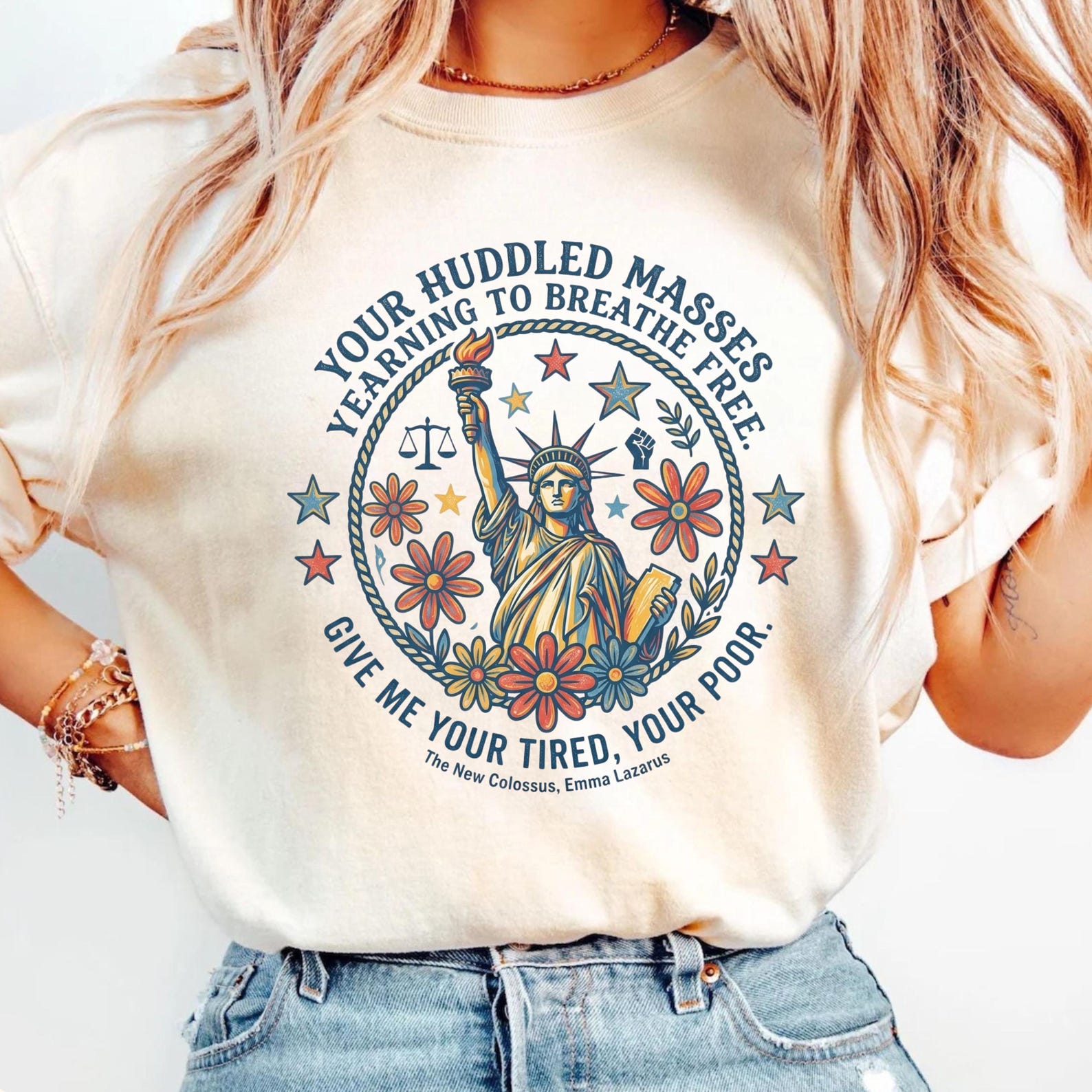 Statue of Liberty Comfort Colors Shirt, Liberal 4th of July Tee, Protest Patriotic USA Shirt, Political Meme Graphic Unisex Gift Top L
