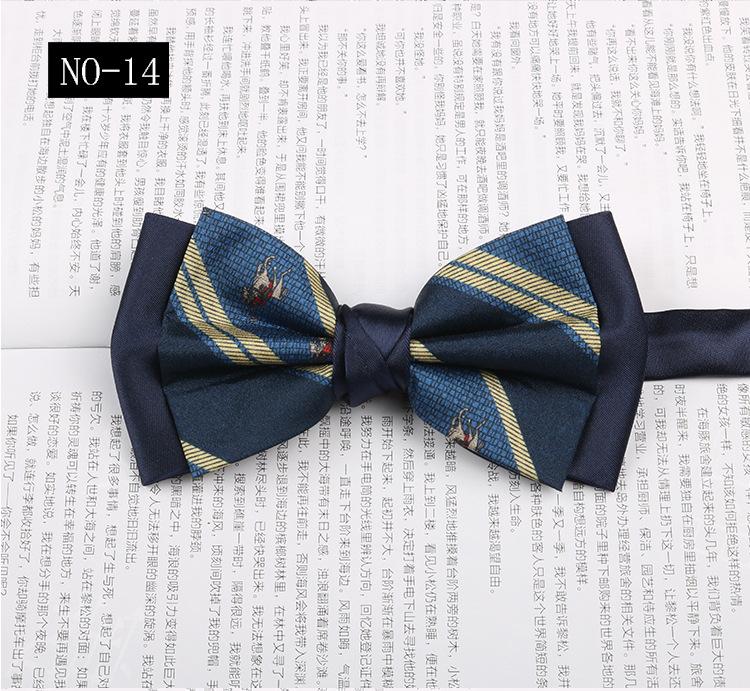 Gemusterte Fliege Herren Imitationsseide Druck Retro High-End Französisches Hemd Amtlich Fotografie Hochzeit Schleife Kragen