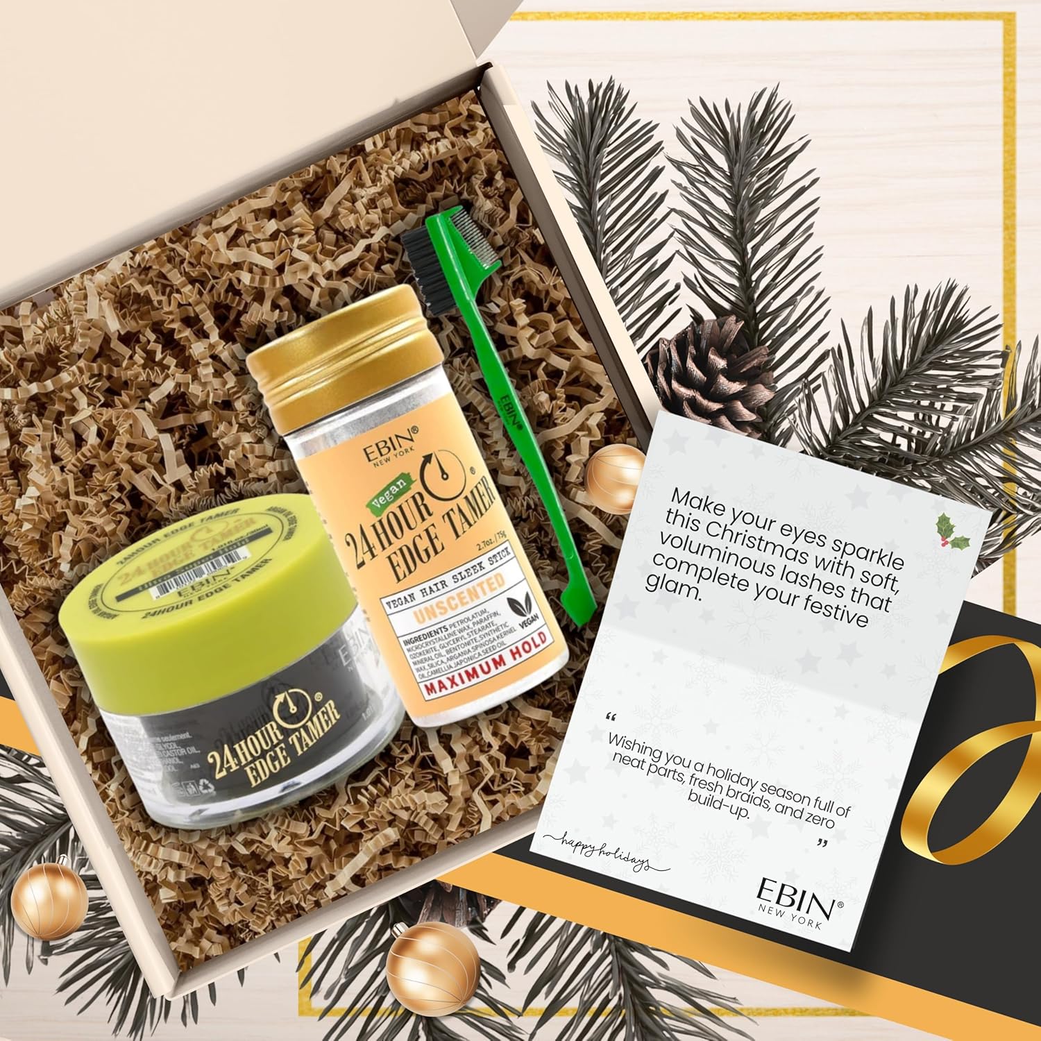 EBIN NEW YORK 24 Hour Edge Tamer - Ultra Super Hold 30ml & Vegan Hair Sleek Stick 2.7oz Bundle with 24hour Edge Tamer 3-IN-1 Brush & Comb Strong Hold