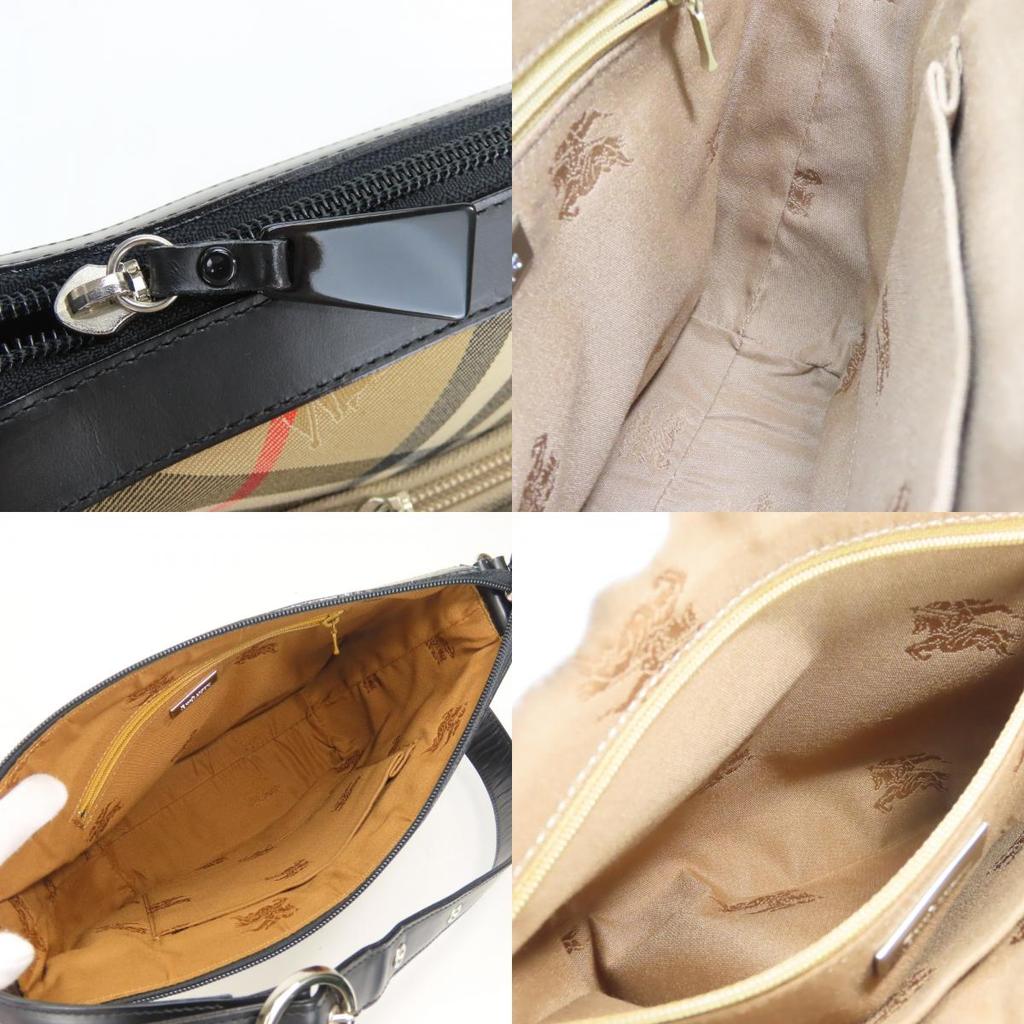 Used Burberrys Shoulder Bag Nova Check canvas/leather beige black one belt
