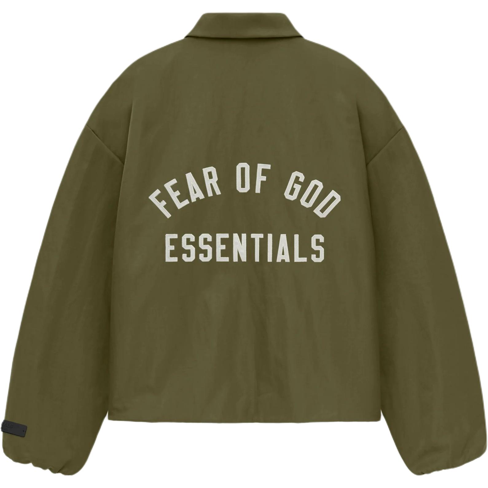 

Fear of God Essentials текстурированная нейлоновая куртка Trucker, военная мужская верхняя одежда, зеленая 202BT246385F M