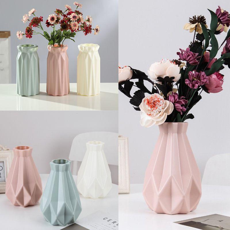 Elegant Origami Plastic Vase Imitation Ceramic Flower Pot For Stylish Home Decor