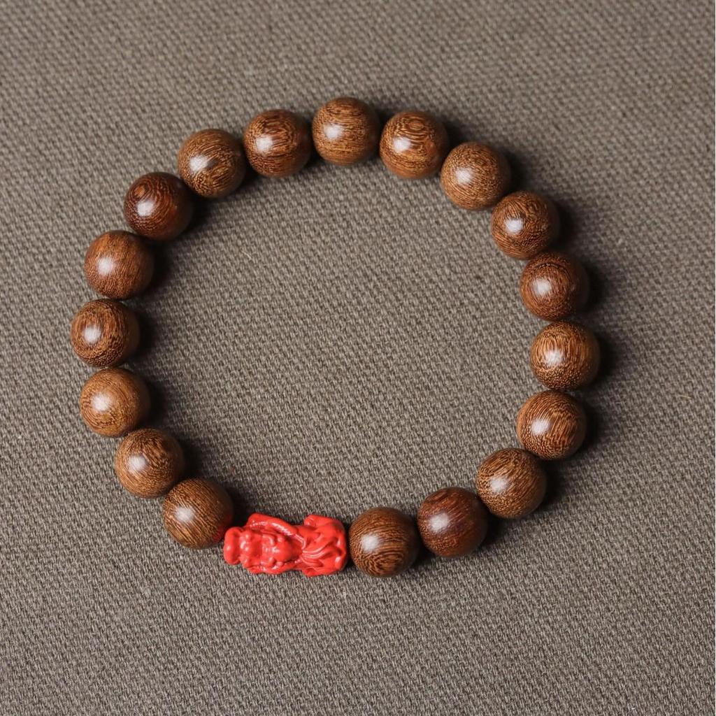 Golden Sandalwood Prayer Beads - Natural Wooden Hand String for Men & Women, Retro Tide Design, Scenic Area Gift.