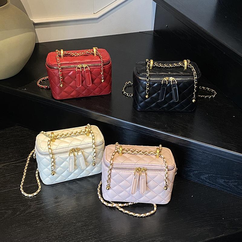 New Xiaoxiangfeng diamond grid trendy chain box bag mini portable small square bag fashionable versatile single shoulder messenger bag women