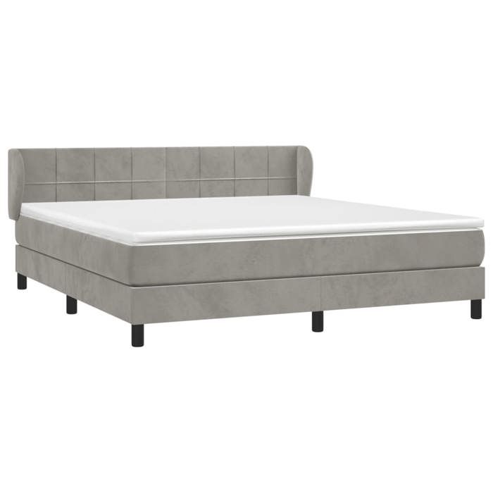 3127499 vidaXL Lit à sommier tapissier et matelas Gris clair 160x200cm Velours