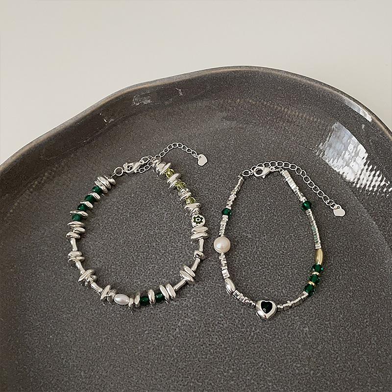 Bracelet d'amour perle argent cassé de niche de luxe léger pour femmes, simple, personnalité, mode, tempérament, tendance, polyvalent, bijou