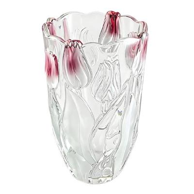 Elegant Glass Flower Vases With Stable Base Creative Tulips Shape Crystal Vases Displaying Various Floral Arrangements