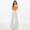 Women's High-Waist Khaki Micro-Flare Jeans - Slimming, Loose Fit, Floor-Length for Spring/Autumn.