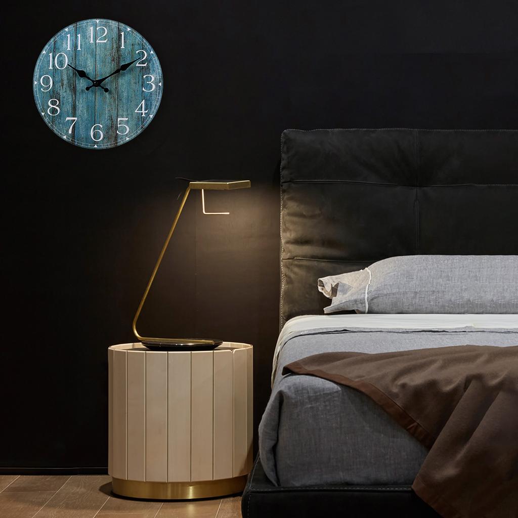 Wall Clock Kit Wooden Hanging Clock 10inch Silent Non-Ticking Clock Decor Retro Round Battery Operated Hanging Clock For Home