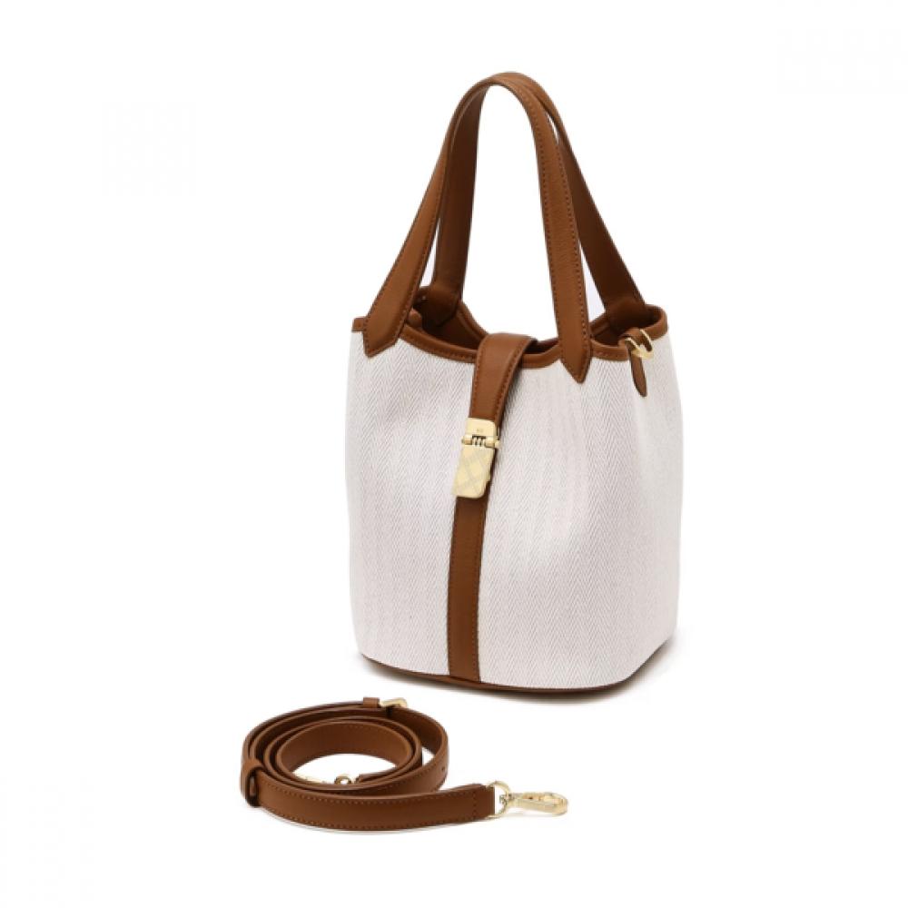 DakS Ivory Cowhide ContraSt CanvaS Tote Bag S Dcba6e194iv