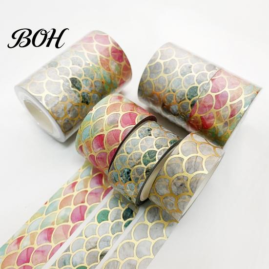 Planner Adhesive Tape 3 Rolls Golden Foil Washi Tape, Retro Plaid Leaf Pattern Decorative Kit Masking for DIY Crafts, Journal, Planner, Scrapbooking