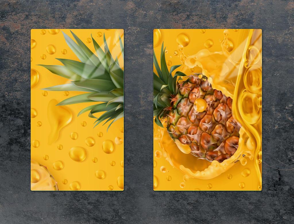 SZKLANA PŁYTA OCHRONNA DO KUCHNI 65x52 ANANAS