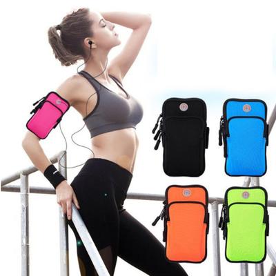 Unisex-Laufarmbandtasche aus einfarbigem, wasserdichtem Nylon mit Reißverschluss und Kopfhörerloch