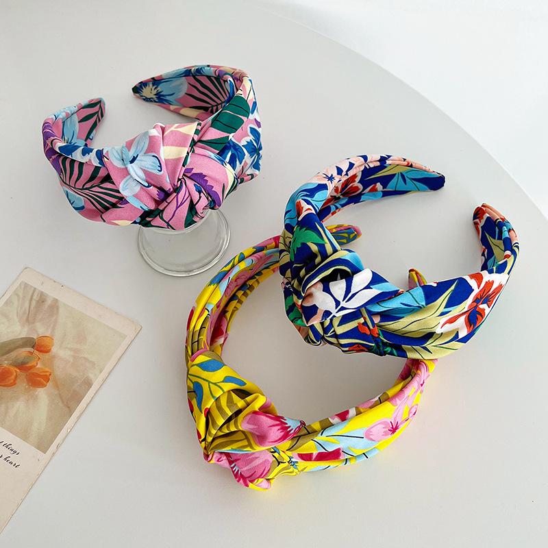 Women Girls Satin Tiedye Flower Big Knot Hairband Headband Adult Hair Accessories Hair Jewley