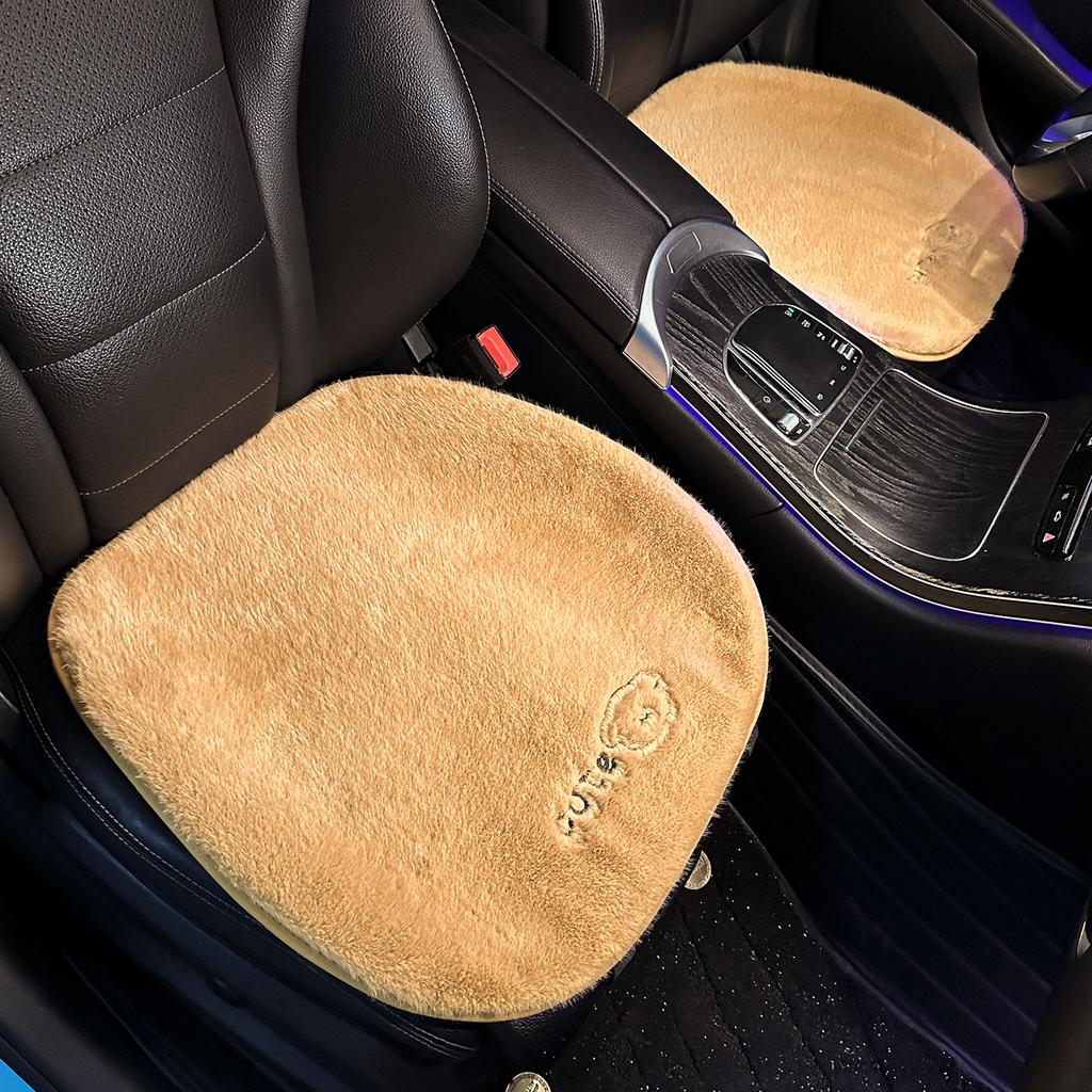 New Thick Car Plush Seat Cushion with Winter Warmth Cartoon Bear Car Seat Cover Half Pack Seat Cushion Waist Cushion Headrest
