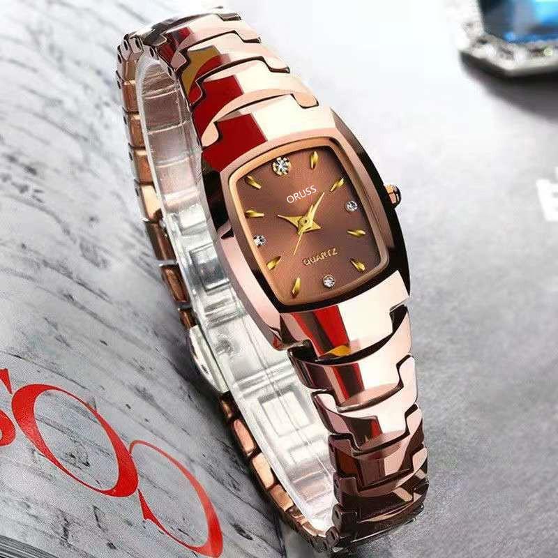 Movement Watch, Tungsten Steel Color Versatile Watch, Female Student Simple Waterproof Women'S Watch