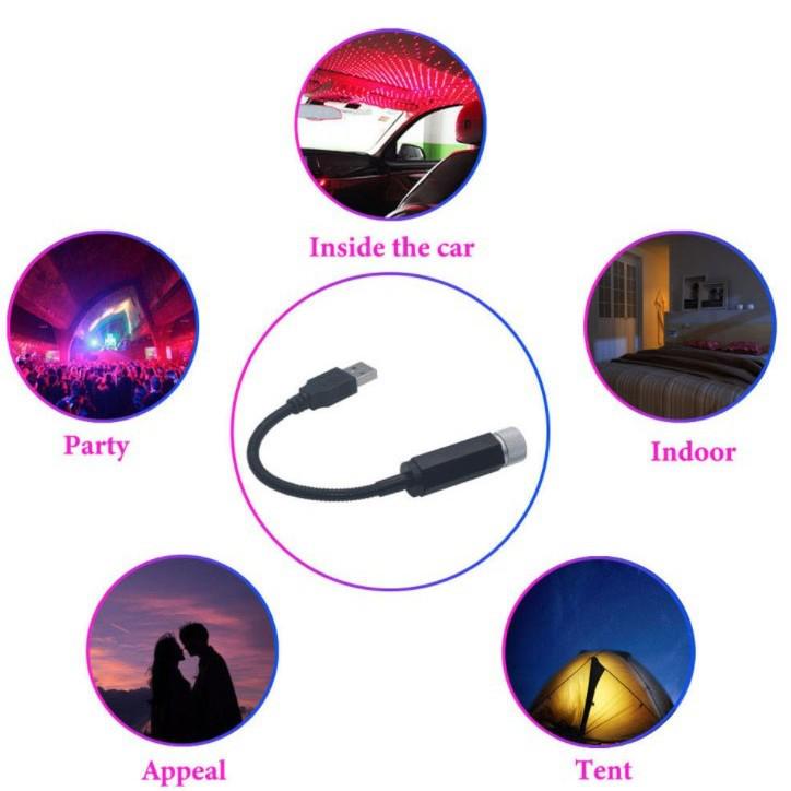 

USB Car Roof Starry Sky Light: Interior Atmosphere Car Projector Color Optional